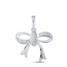 10kt White Gold Diamond Ribbon Bow Fashion Pendant - Splendid Jewellery