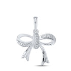 10kt White Gold Diamond Ribbon Bow Fashion Pendant - Splendid Jewellery