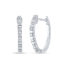 Load image into Gallery viewer, 10kt White Gold Diamond Sparkle Hoop Earrings - Splendid Jewellery