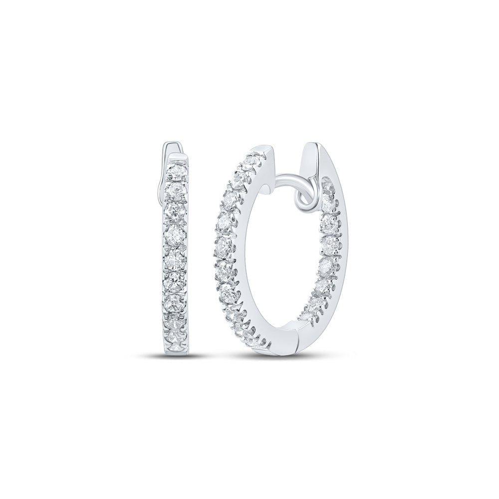 10kt White Gold Diamond Sparkle Hoop Earrings - Splendid Jewellery