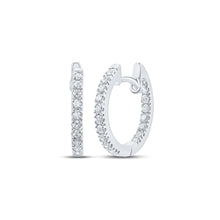 Load image into Gallery viewer, 10kt White Gold Diamond Sparkle Hoop Earrings - Splendid Jewellery