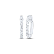 Load image into Gallery viewer, 10kt White Gold Diamond Sparkle Hoop Earrings - Splendid Jewellery