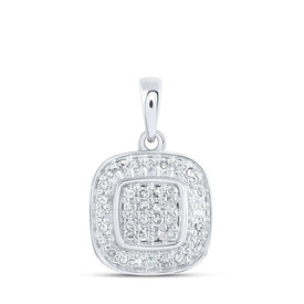10kt White Gold Diamond Square Pendant | Dazzling Elegance - Splendid Jewellery