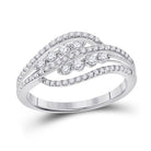 10kt White Gold Diamond Swirl Crossover Fashion Ring - Splendid Jewellery