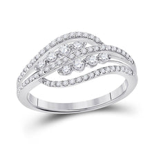 Load image into Gallery viewer, 10kt White Gold Diamond Swirl Crossover Fashion Ring - Splendid Jewellery