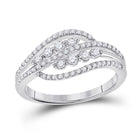 10kt White Gold Diamond Swirl Crossover Fashion Ring - Splendid Jewellery