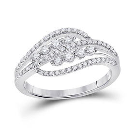 10kt White Gold Diamond Swirl Crossover Fashion Ring - Splendid Jewellery