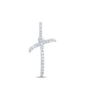 10kt White Gold Diamond T Initial Pendant: Personalized Elegance and Dazzling Brilliance - Splendid Jewellery