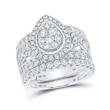 Load image into Gallery viewer, 10kt White Gold Diamond Teardrop Bridal Wedding Ring Band Set - Splendid Jewellery