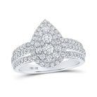 10kt White Gold Diamond Teardrop Cluster Ring - A Mesmerizing Brilliance - Splendid Jewellery