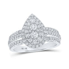 10kt White Gold Diamond Teardrop Cluster Ring - A Mesmerizing Brilliance - Splendid Jewellery