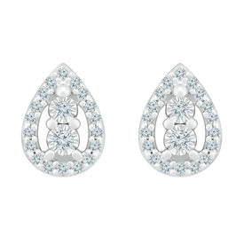 10kt White Gold Diamond Teardrop Earrings - Timeless Elegance and Sparkling Brilliance - Splendid Jewellery