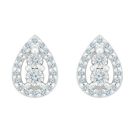 10kt White Gold Diamond Teardrop Earrings - Timeless Elegance and Sparkling Brilliance Top view from the 10Kt White Gold Womens Round Diamond Teardrop Earrings 1 8 Cttwpin284088 collection by Splendid Jewellery