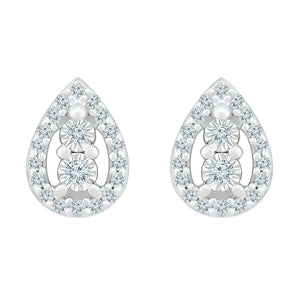 10kt White Gold Diamond Teardrop Earrings - Timeless Elegance and Sparkling Brilliance - Splendid Jewellery