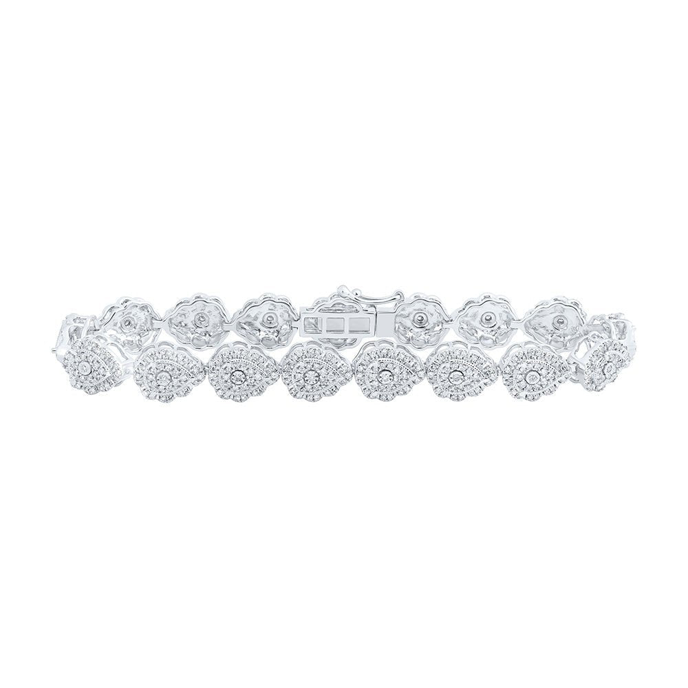 10kt White Gold Diamond Teardrop Link Bracelet - 2 - 1/5 Cttw - Splendid Jewellery