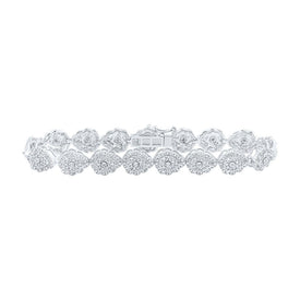 10kt White Gold Diamond Teardrop Link Bracelet - 2 - 1/5 Cttw - Splendid Jewellery