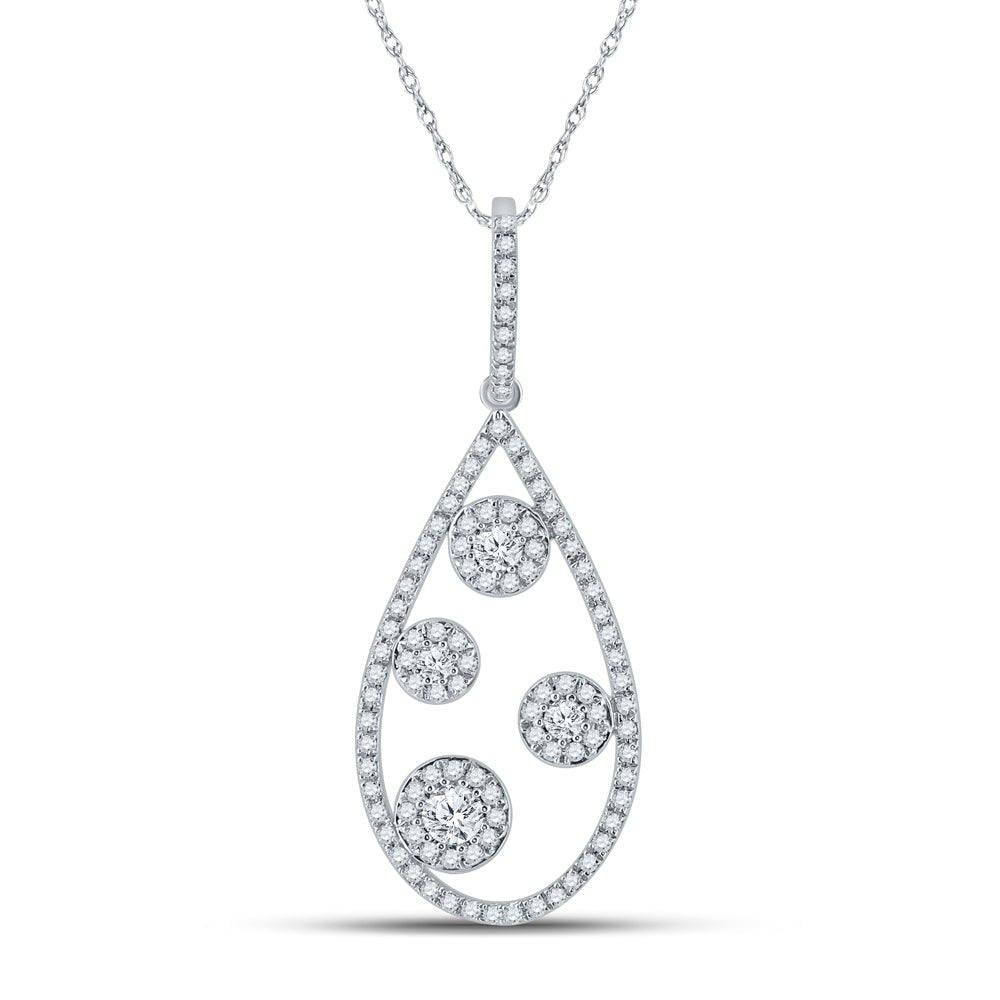 10kt White Gold Diamond Teardrop Pendant - A Captivating Elegance - Splendid Jewellery