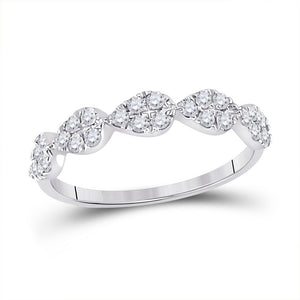 10kt White Gold Diamond Teardrop Stackable Band Ring - Splendid Jewellery