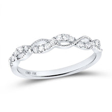 Load image into Gallery viewer, 10kt White Gold Diamond Twisted Stackable Band Ring - A Mesmerizing Sparkle - Splendid Jewellery