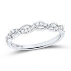 10kt White Gold Diamond Twisted Stackable Band Ring - A Mesmerizing Sparkle - Splendid Jewellery