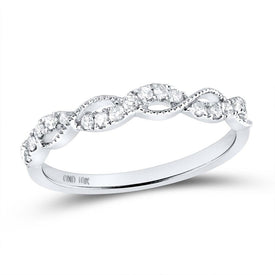 10kt White Gold Diamond Twisted Stackable Band Ring - A Mesmerizing Sparkle - Splendid Jewellery