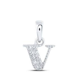 10kt White Gold Diamond V Initial Pendant - A Mesmerizing Symbol of Elegance and Individuality - Splendid Jewellery