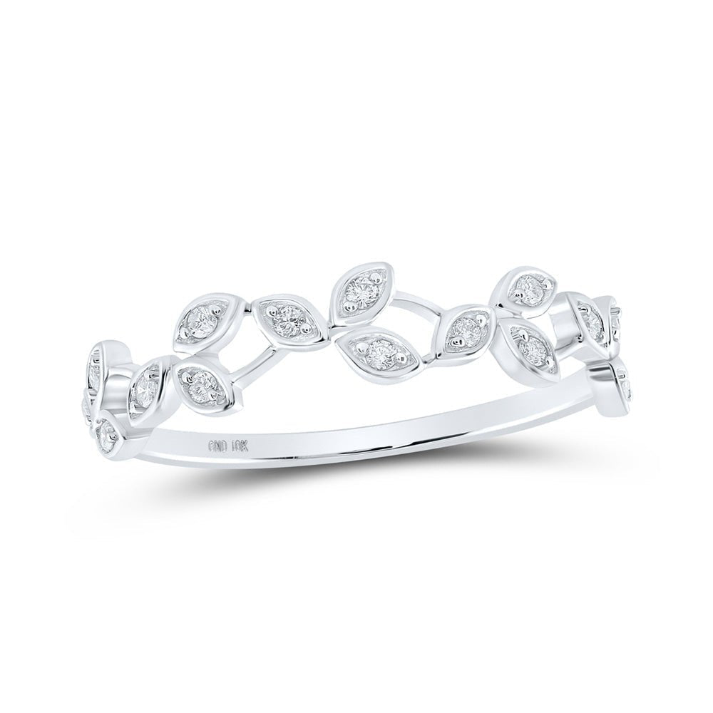 10kt White Gold Diamond Vine Stackable Band Ring: An Elegant Touch of Nature - Splendid Jewellery