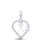 10kt White Gold Diamond X Heart Initial Pendant - Personalized Elegance - Splendid Jewellery