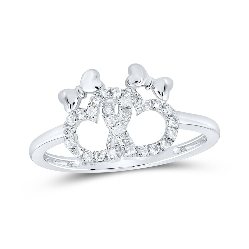 10kt White Gold Double Heart Diamond Ring - A Timeless Symbol of Love and Elegance - Splendid Jewellery