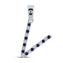 Load image into Gallery viewer, 10kt White Gold Gemstone Initial &amp; Letter Pendant with Blue Sapphire and Diamond Accents - Splendid Jewellery