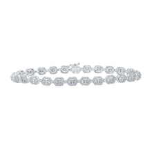 Load image into Gallery viewer, 10kt White Gold Geometric Link Bracelet with Baguette and Round Diamonds - 3 Cttw - Splendid Jewellery