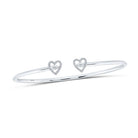10kt White Gold Heart Bracelet with Round Diamond Accent - 1/10 Cttw - Splendid Jewellery