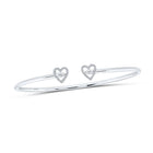 10kt White Gold Heart Bracelet with Round Diamond Accent - 1/10 Cttw - Splendid Jewellery