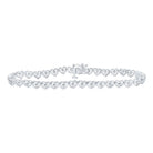 10kt White Gold Heart Bracelet with Round Diamond Accents - 1/4 Carat Total Weight - Splendid Jewellery