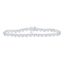 Load image into Gallery viewer, 10kt White Gold Heart Bracelet with Round Diamond Accents - 1/4 Carat Total Weight - Splendid Jewellery