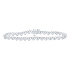 10kt White Gold Heart Bracelet with Round Diamond Accents - 1/4 Carat Total Weight - Splendid Jewellery