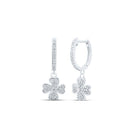 10kt White Gold Heart Clover Diamond Dangle Earrings - Radiant Elegance - Splendid Jewellery