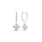 10kt White Gold Heart Clover Diamond Dangle Earrings - Radiant Elegance - Splendid Jewellery