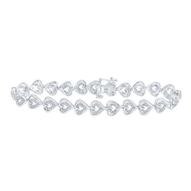 10kt White Gold Heart Diamond Bracelet - 1/2 Cttw | Splendid Jewellery - Splendid Jewellery