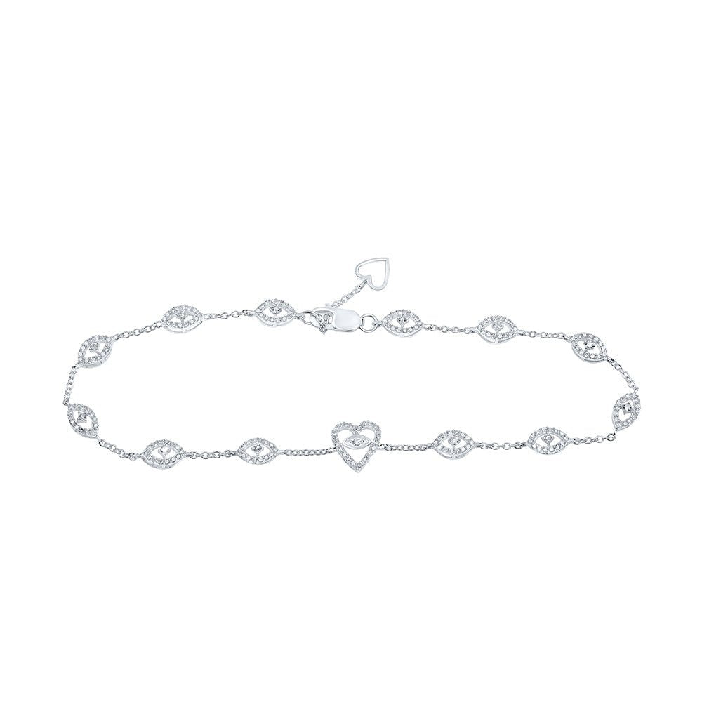 10kt White Gold Heart Diamond Bracelet - Stunning Elegance - Splendid Jewellery