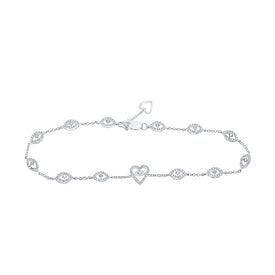 10kt White Gold Heart Diamond Bracelet - Stunning Elegance - Splendid Jewellery