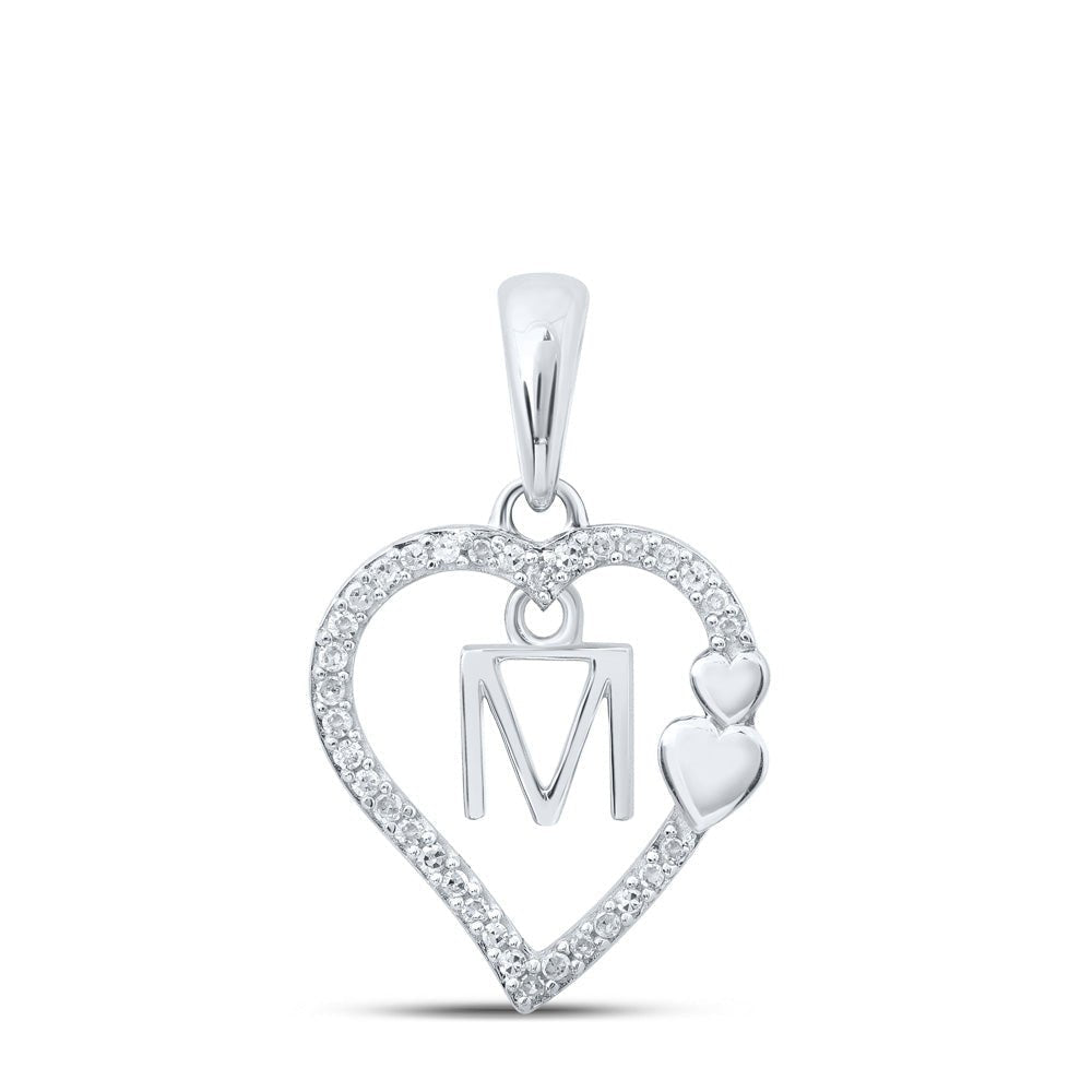 10kt White Gold Heart Initial Diamond Pendant - Personalized Elegance - Splendid Jewellery