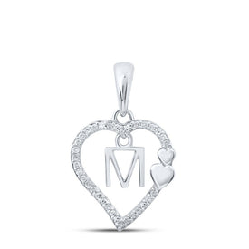 10kt White Gold Heart Initial Diamond Pendant - Personalized Elegance - Splendid Jewellery
