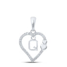10kt White Gold Heart Initial & Letter Diamond Pendant - Splendid Jewellery