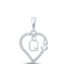 10kt White Gold Heart Initial & Letter Diamond Pendant - Splendid Jewellery