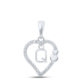 10kt White Gold Heart Initial & Letter Diamond Pendant - Splendid Jewellery