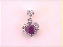 Load image into Gallery viewer, 10kt White Gold Heart Ruby Diamond Pendant: A Timeless Symbol of Love and Elegance Side view from the 10Kt White Gold Womens Heart Ruby Diamond Fashion Pendant 3 8 Cttwpin280156 collection by Splendid Jewellery