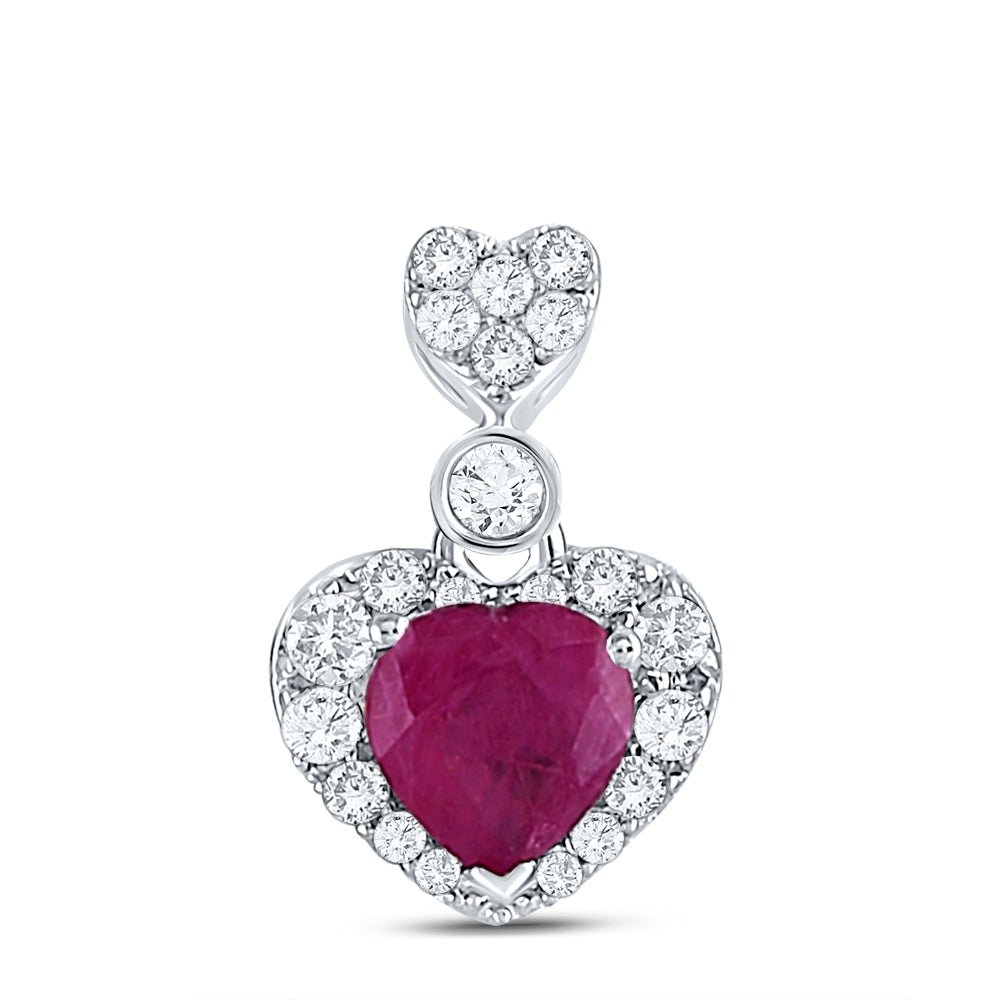 10kt White Gold Heart Ruby Diamond Pendant: A Timeless Symbol of Love and Elegance - Splendid Jewellery