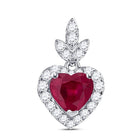 10kt White Gold Heart Ruby Diamond Pendant | Symbol of Love and Passion - Splendid Jewellery