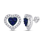 10kt White Gold Heart - Shaped Blue Sapphire and Diamond Earrings: A Captivating Symbol of Love and Elegance - Splendid Jewellery